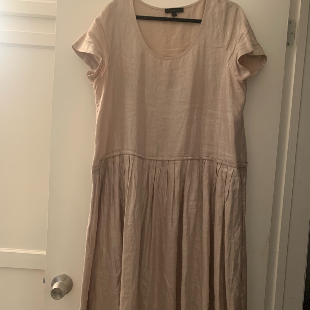 Kokomarina Scoop-Neck Midi Dress in Blush Beige